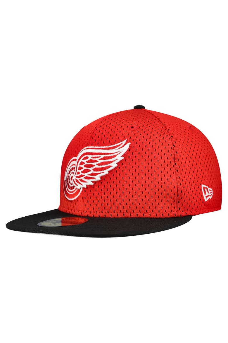 Men's New Era Red/Black Detroit Red Wings Mesh Crown Two-Tone 59FIFTY Fitted Hat, Alternate, color, Red