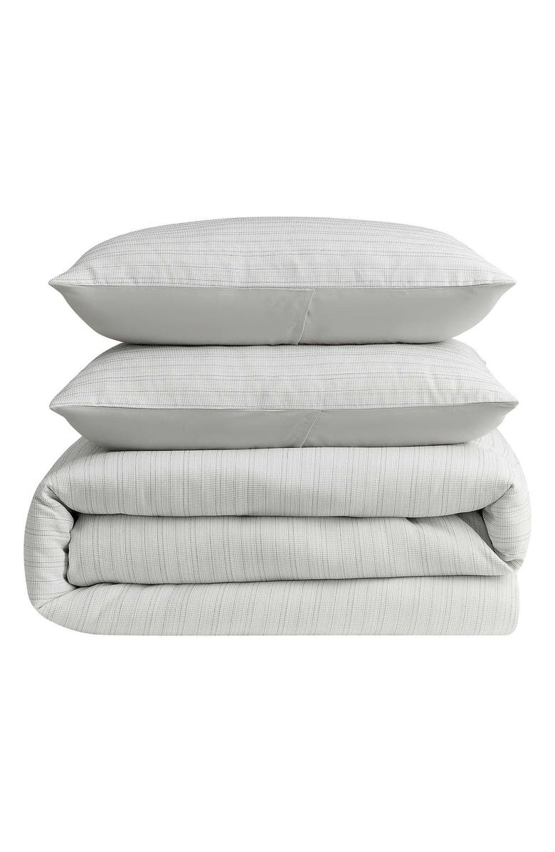 Kenneth Cole Reaction Space Dye Grid Yarn Waffle Reversible Comforter & Sham Set, Main, color, Medium / Dark Grey