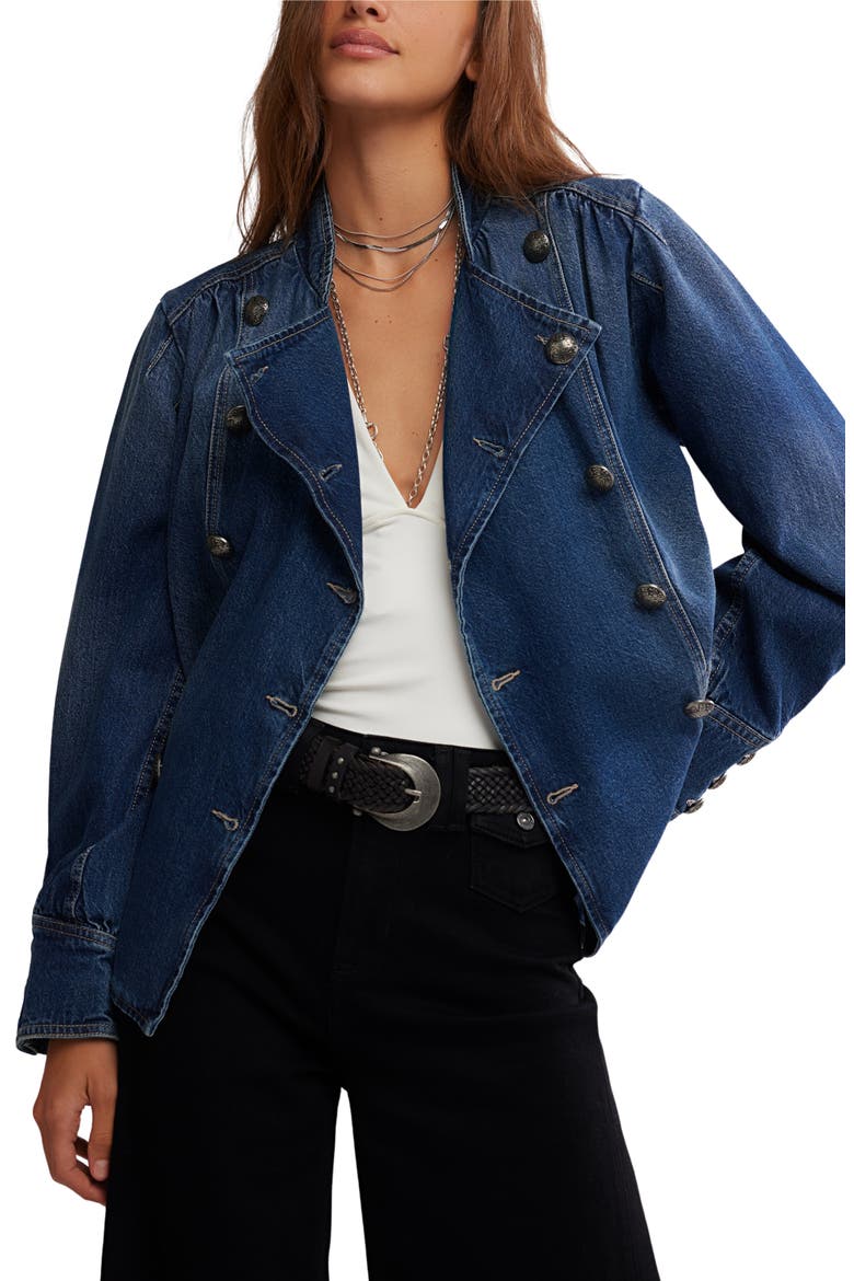 Imogene Double Breasted Denim Jacket, Main, color, ENSIGN WASH