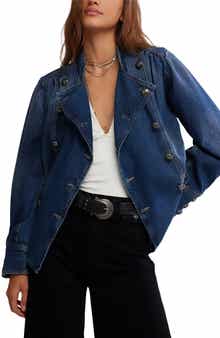 Free People Imogene Double Breasted Denim Jacket