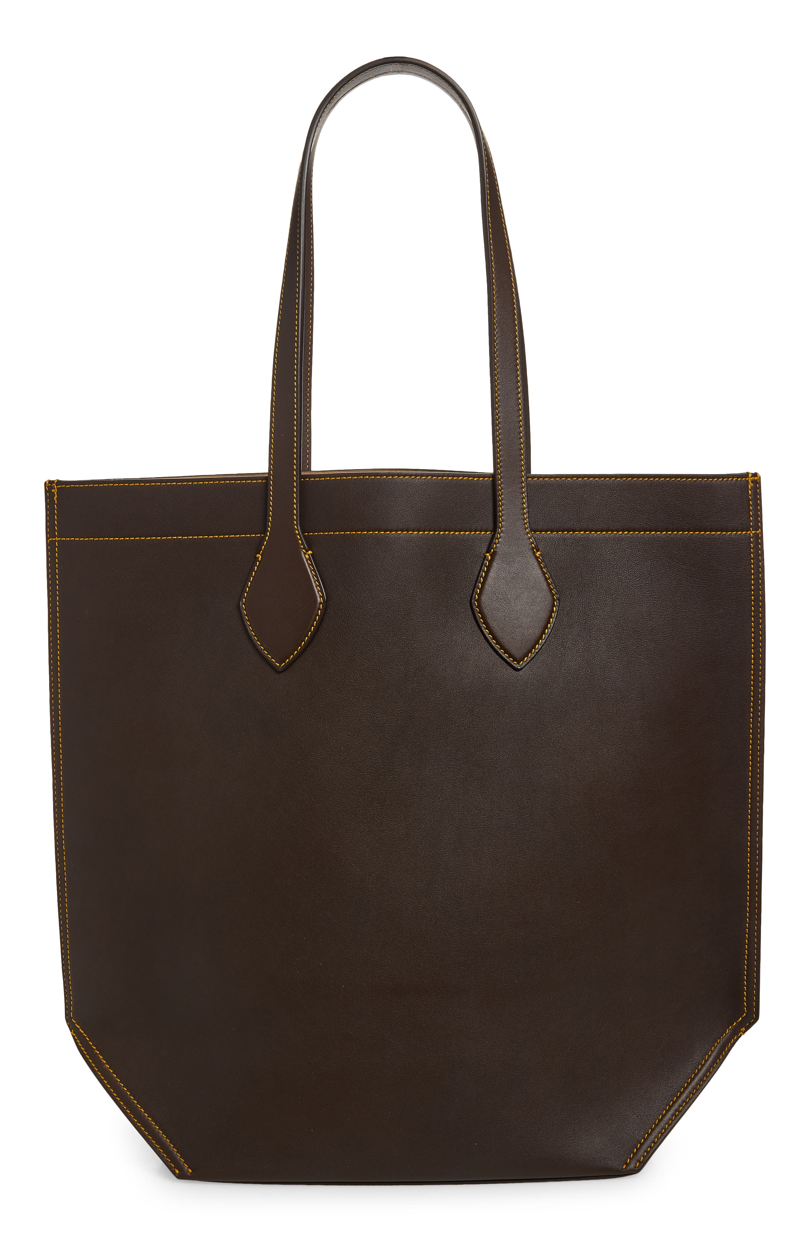 FERRAGAMO Leather North/South Tote, Alternate, color, T.moro Soft Camel