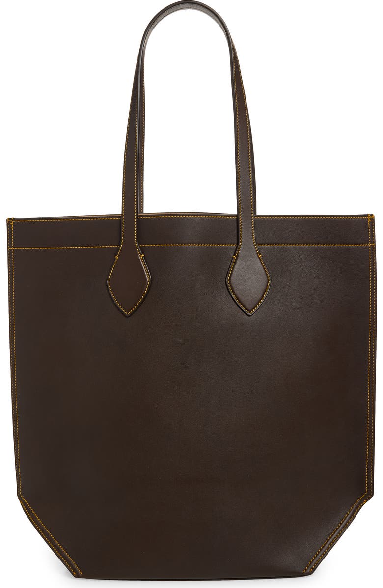 FERRAGAMO Leather North/South Tote, Alternate, color, T.moro Soft Camel