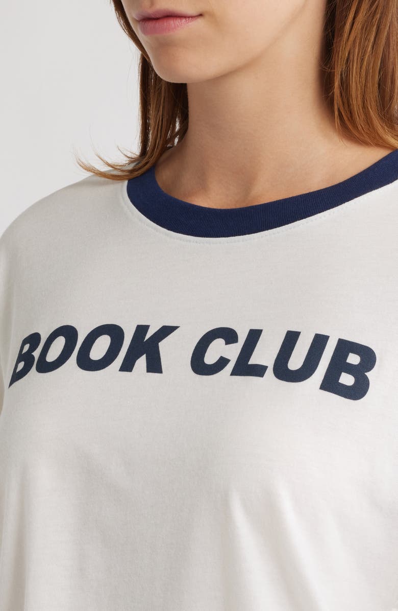 Vinyl Icons Book Club Crop Graphic Ringer T-Shirt, Alternate, color, Marshmallow