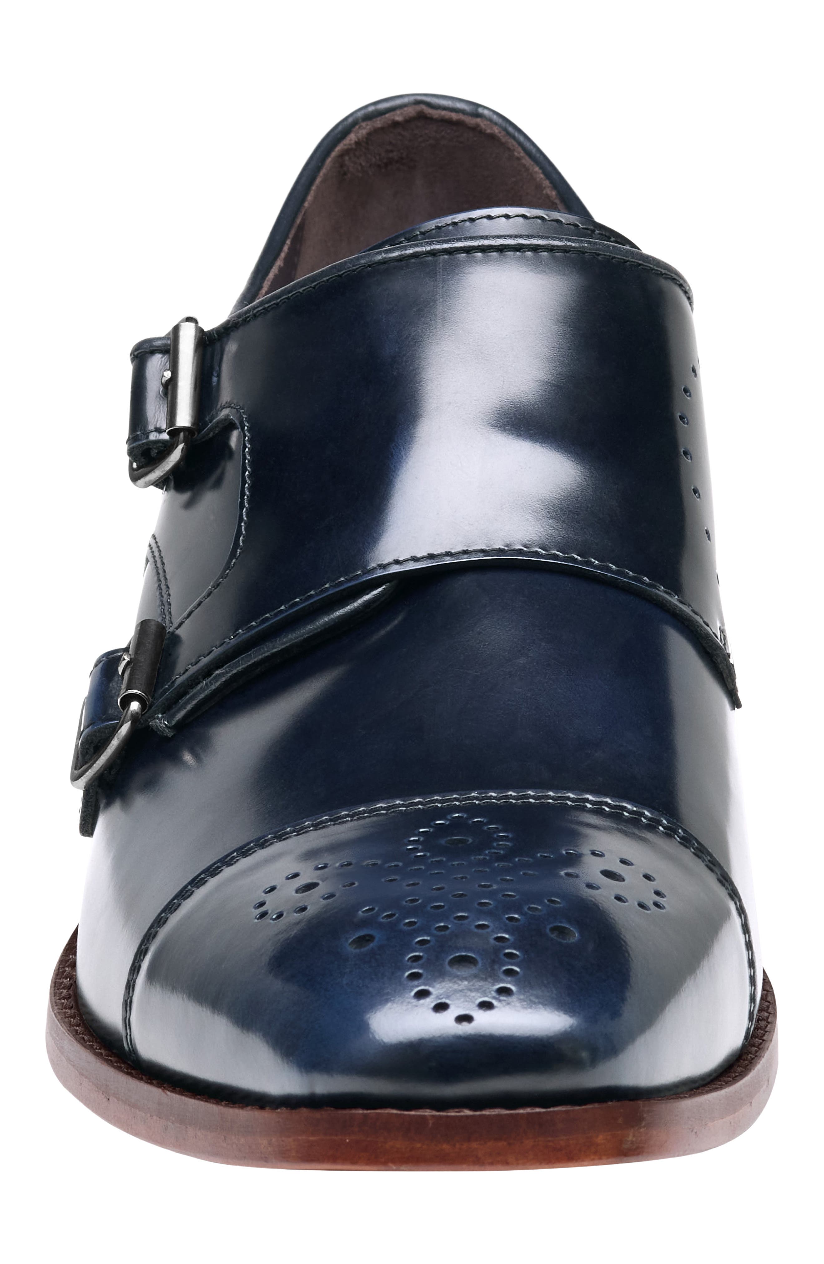 Arrister Double Monk Strap Shoe, Alternate, color, NAVY ITALIAN FULL GRAIN