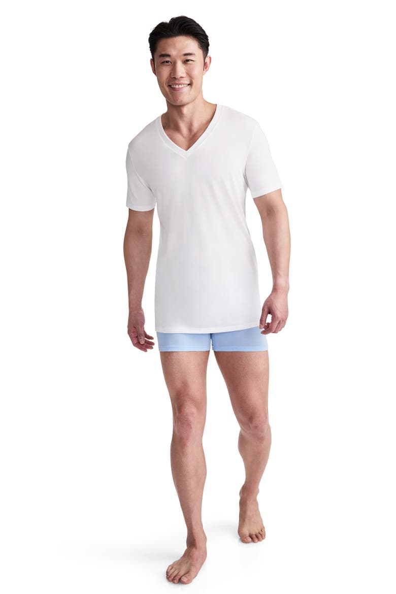 Men's Cotton Stretch Deep V-neck Undershirt - 3 Pack, Alternate, color, Diamond Mist