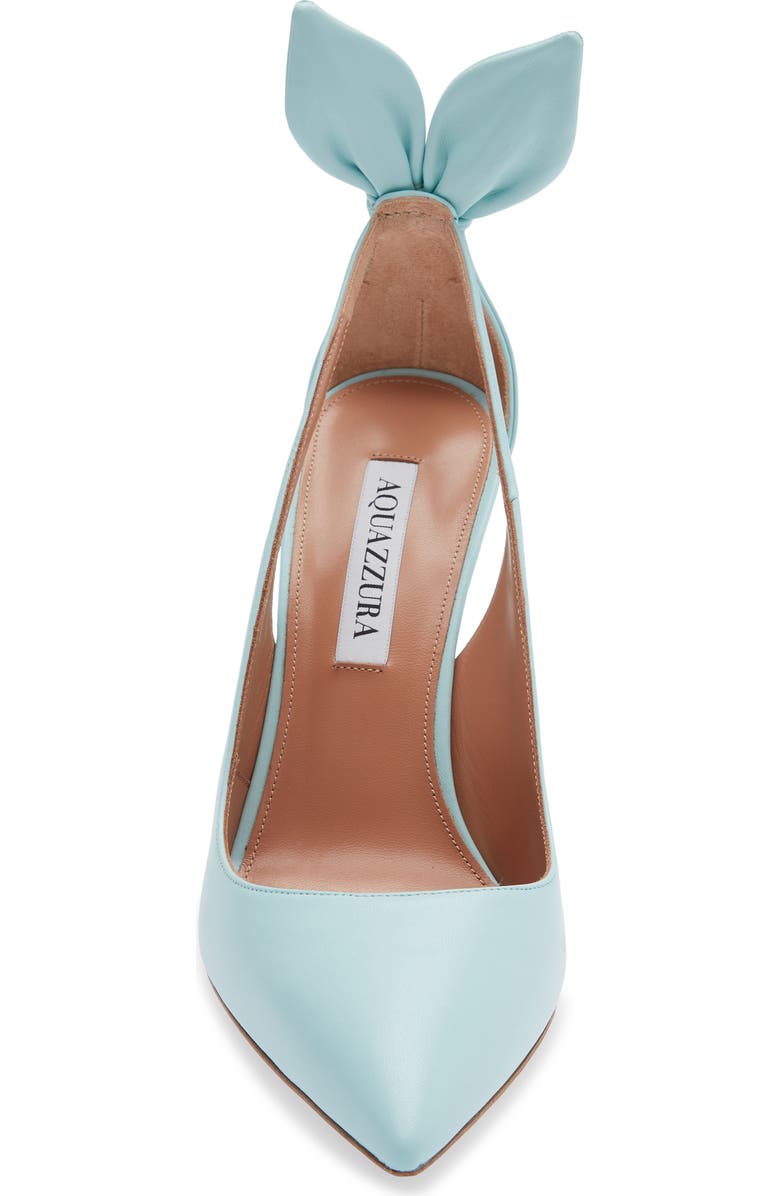 Aquazzura Bow Tie Pointed Toe Pump, Alternate, color, Seabreeze