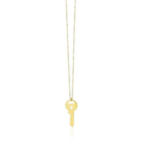 Gold Key Heart Necklace