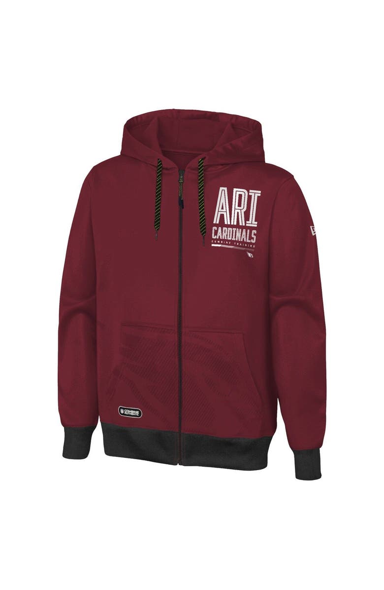 New Era Men's New Era Cardinal Arizona Cardinals Combine Authentic Drop Back Full-Zip Hoodie, Alternate, color, Cardinal