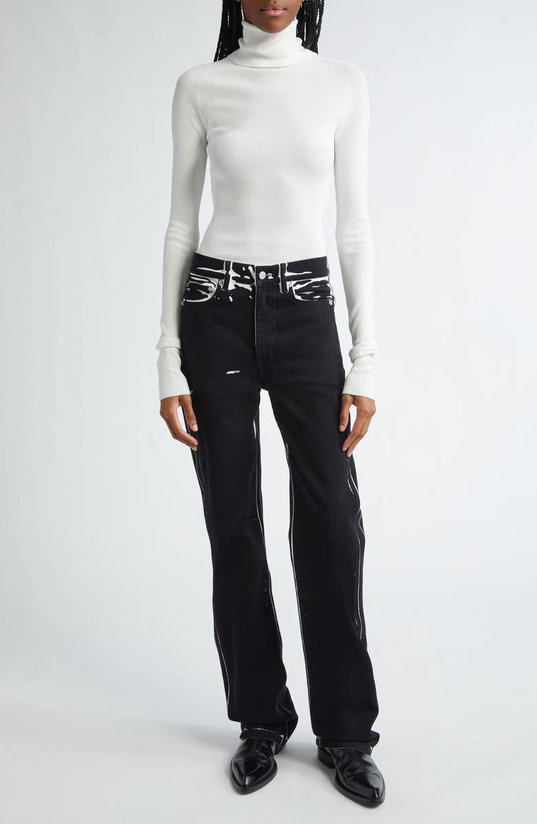 Proenza Schouler Ryman Two-Tone Jeans, Alternate, color, Black Multi