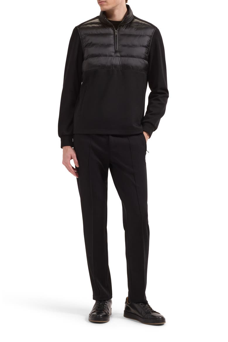 Soft Touch Quilted Quarter Zip Pullover, Alternate, color, BLACK