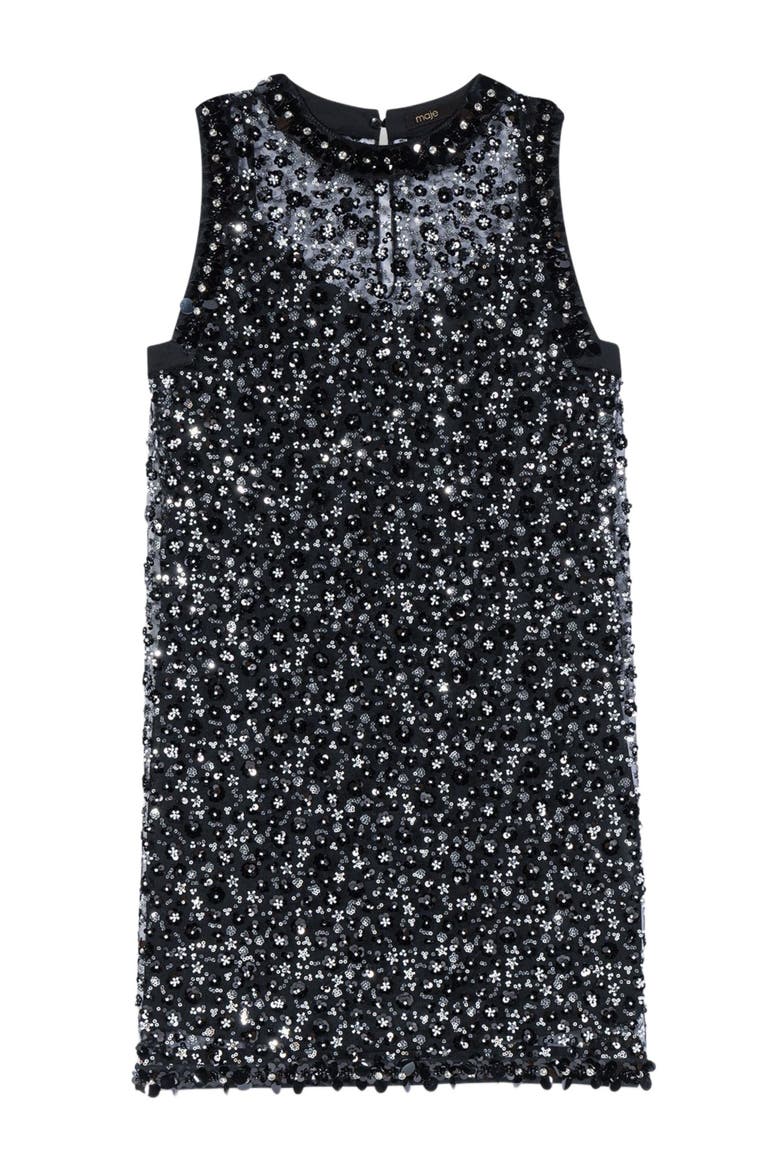 Rhinestone floral dress, Main, color, Black