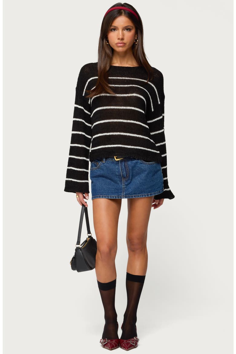 Stripe Drop Shoulder Sweater, Alternate, color, BLACK-AND-WHITE