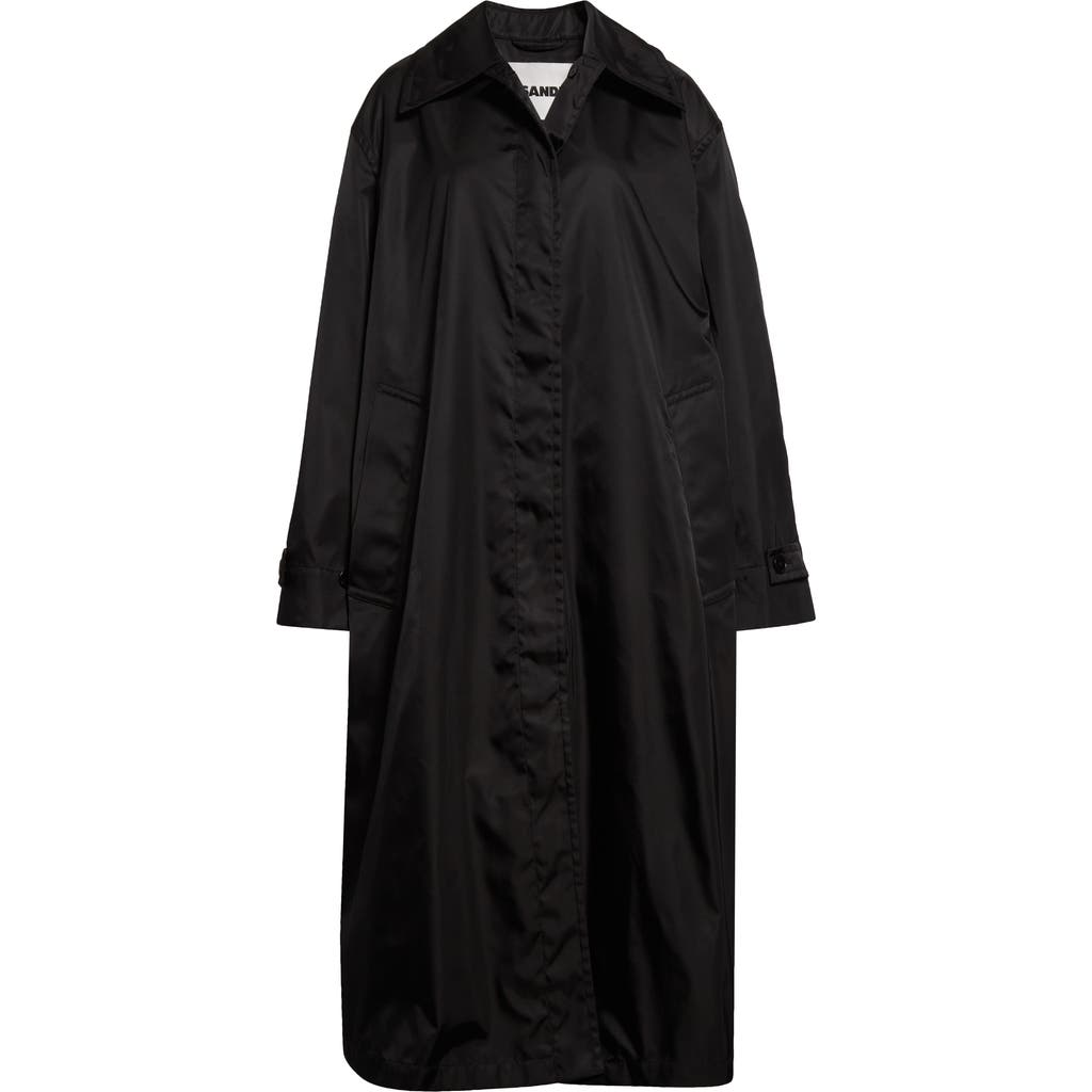 Jil Sander Oversize Longline Coat In Black