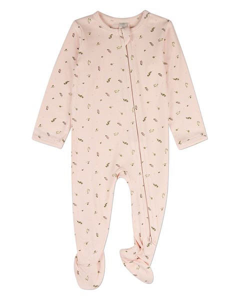 Baby Tiny Leaves Front-Zip Footie