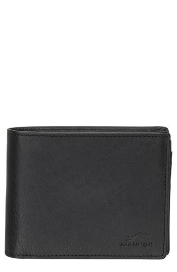 Mancini Buffalo Rfid Center Wing Wallet With Coin Pocket In Black