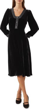 LK Bennett Cordelia Long Sleeve Velvet Dress