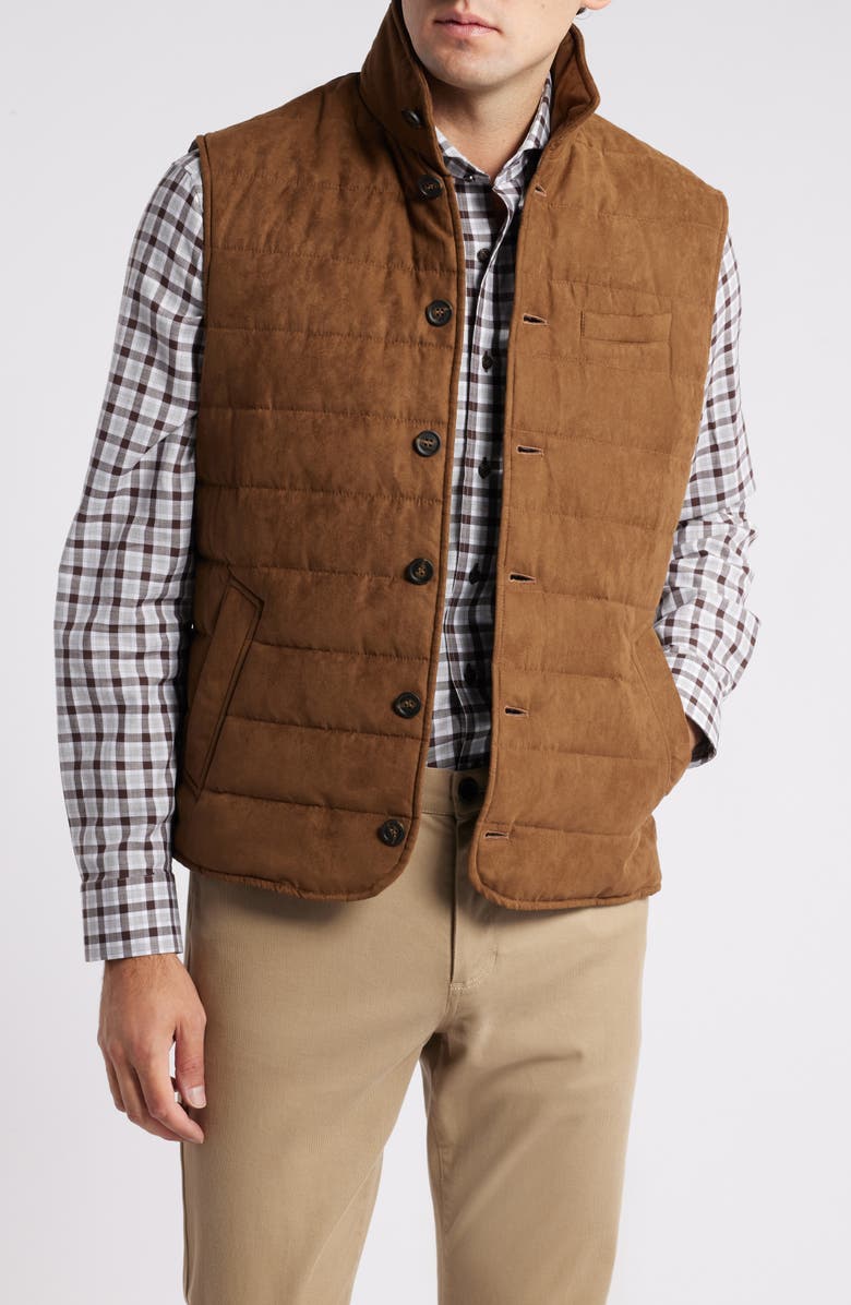 johnnie-O Pickens Faux Suede Puffer Vest, Main, color,