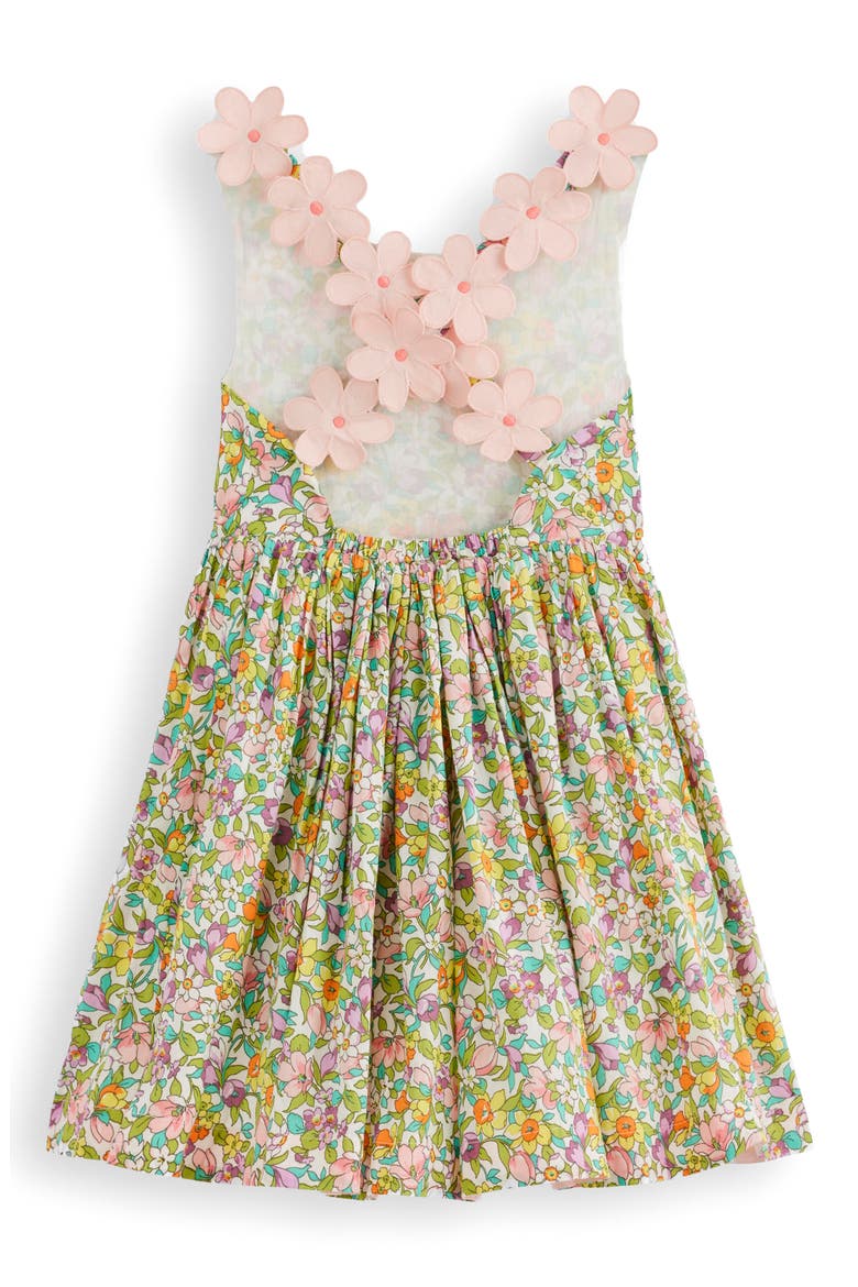 Kids' Floral Appliqué Strap Cotton Sundress, Alternate, color, SOFT IVORY FLORABUNDA