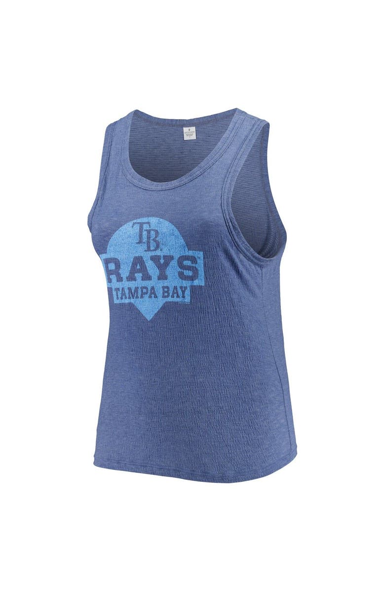 SOFT AS A GRAPE Women's Soft as a Grape Navy Tampa Bay Rays Plus Size High Neck Tri-Blend Tank Top, Alternate, color, Navy