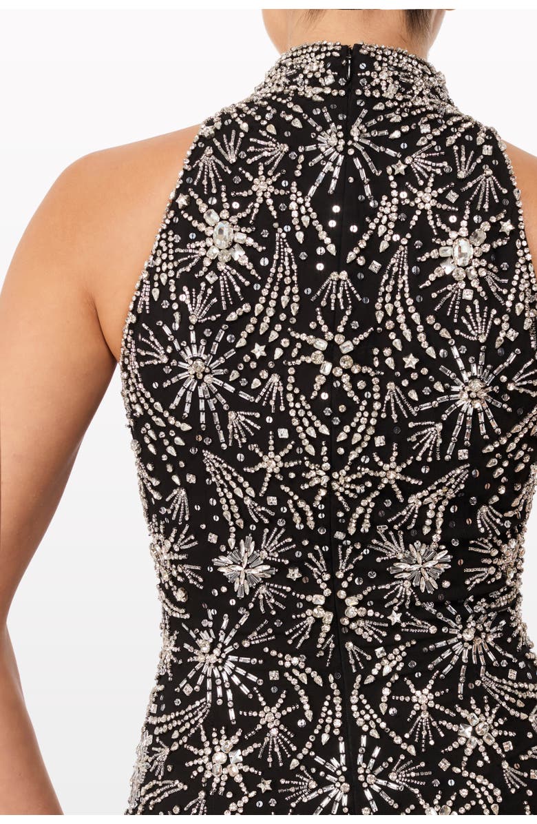 Jenny Packham Starry Night Embellished Mini Dress, Alternate, color, Liquorice