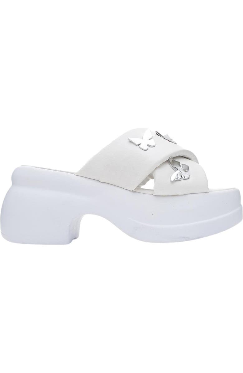 Prologue Shoes Force Butterfly-Buckle Platform Sandal, Alternate, color, White Faux Leather