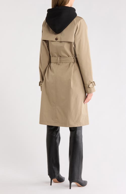 Rebecca Minkoff Water Repellent Trench Coat With Removable Bib Hoodie In Brown
