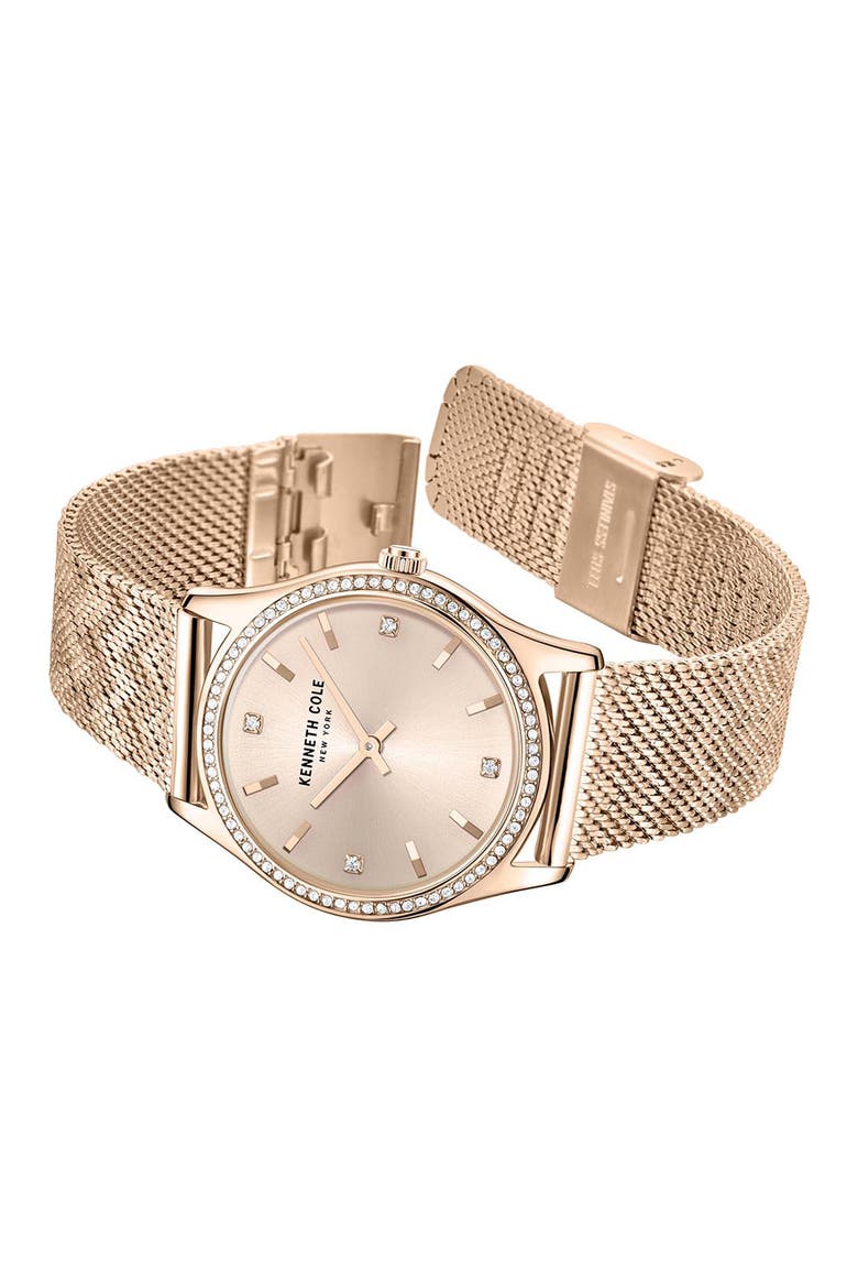 Classic Slim Mesh Strap Watch, 34mm, Alternate, color, ROSE GOLD