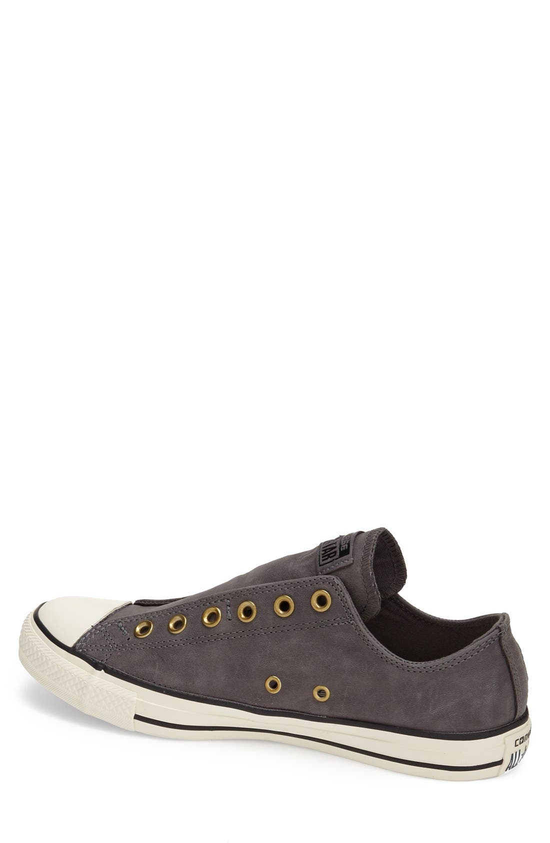 Chuck Taylor® All Star® Low Sneaker, Alternate, color, THUNDER/ BLACK/ EGRET LEATHER