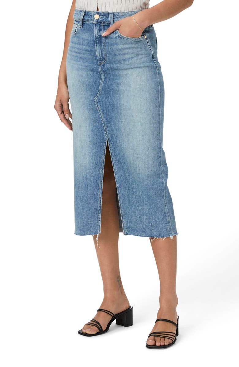 PAIGE Meadow Denim Midi Skirt, Main, color,