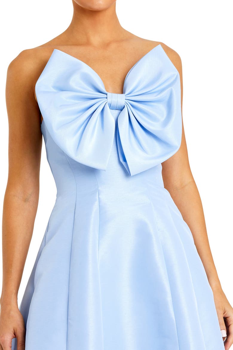 Women's Strapless A-Line Tea Length Statement Bow Dress, Alternate, color, French Blue