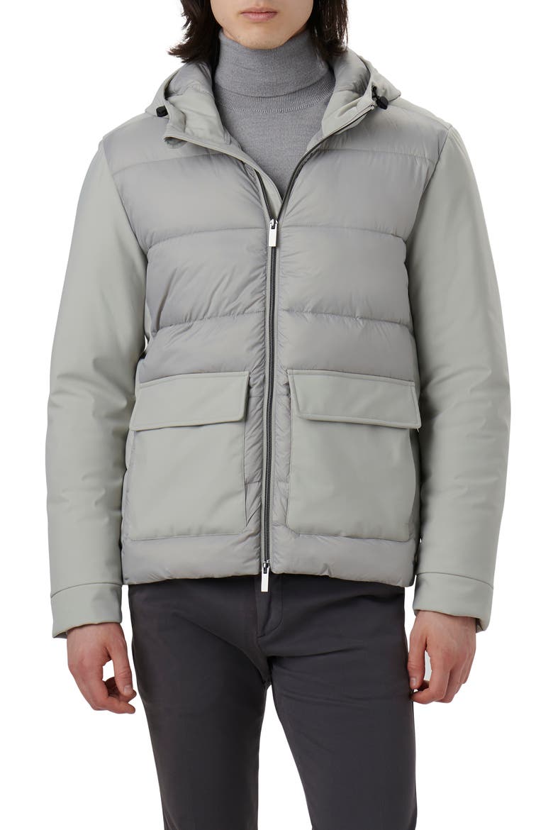 Water Resistant Hooded Puffer Jacket, Main, color, CEMENT