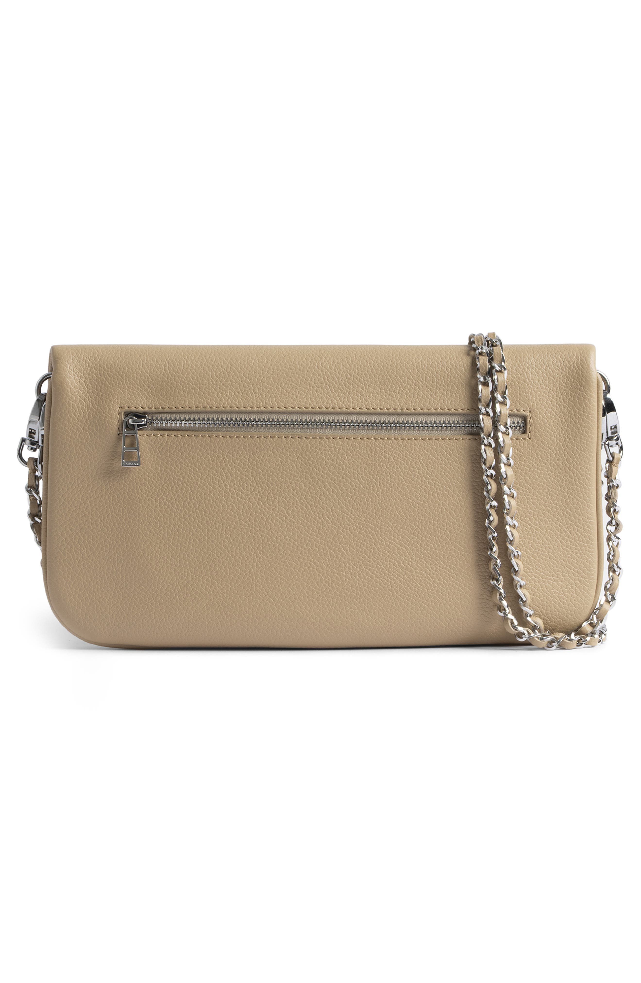 Zadig & Voltaire Rock Grained Leather Crossbody Bag, Alternate, color, Clay