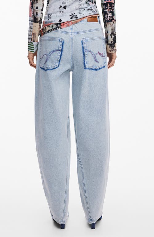 Desigual Barrel Leg Jeans In Blue