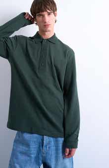 Textured Long Sleeve Polo