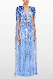 Jenny Packham Goldfinger Sequin-Embellished Maxi Dress