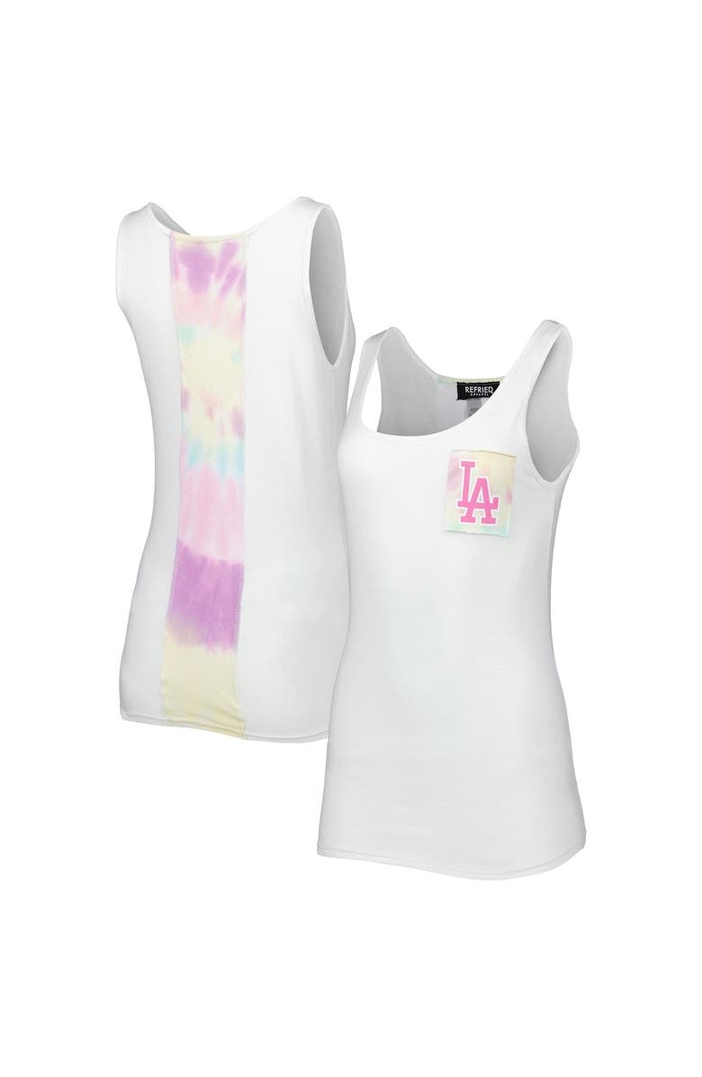 REFRIED APPAREL Women's Refried Apparel White Los Angeles Dodgers Tie-Dye Tank Top, Main, color, White