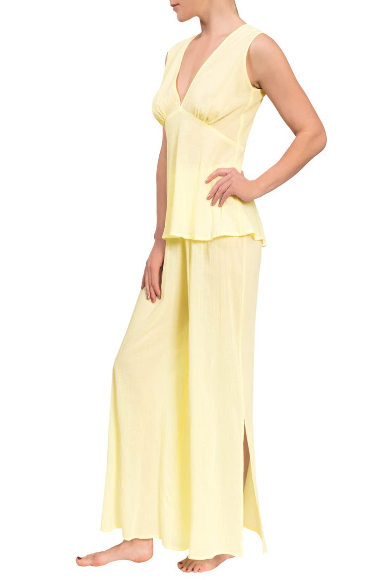 Deep V Wide Leg Pajamas, Alternate, color, LIMONCELLO