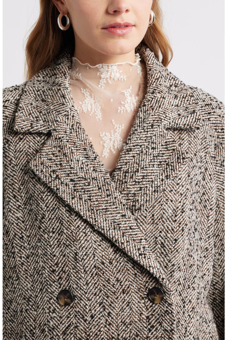 Herringbone Tweed Coat, Alternate, color, BROWN- BLACK TWEED