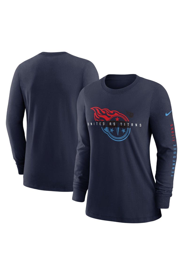 Women's Nike Navy Tennessee Titans Prime Split Long Sleeve T-Shirt, Alternate, color, Navy