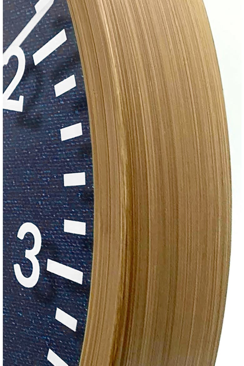 Oak Finish & Denim Analog Wall Clock, Alternate, color, BROWN AND BLUE