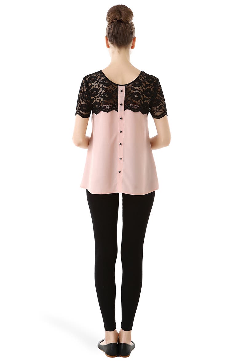 Lace Yoke Maternity Blouse, Alternate, color, BLUSH