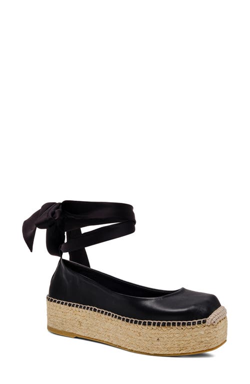 Free People Starboard Ankle Wrap Platform Espadrille In Black
