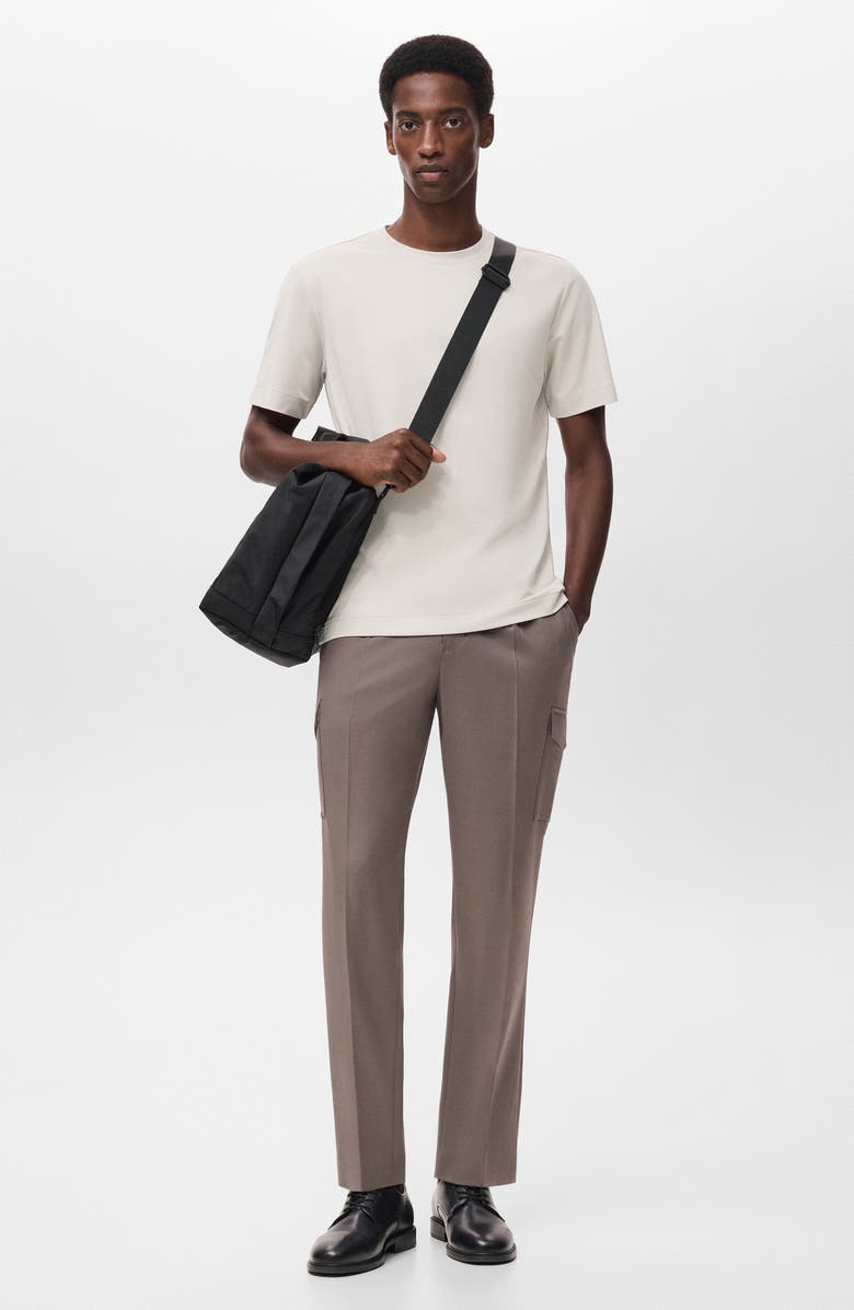 MANGO Regular Fit Cotton Blend T-Shirt, Alternate, color, Ice Grey