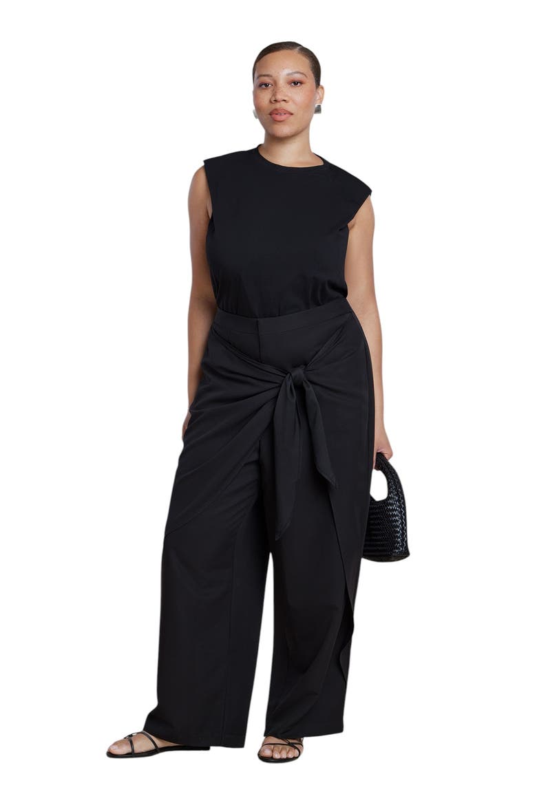 Wrap Detail Trouser, Alternate, color, BLACK ONYX
