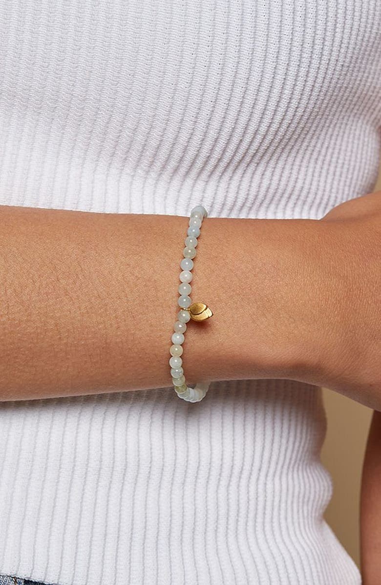 Satya Jewelry Tranquil Journey Lotus Aquamarine Gemstone Bracelet, Alternate, color, Blue