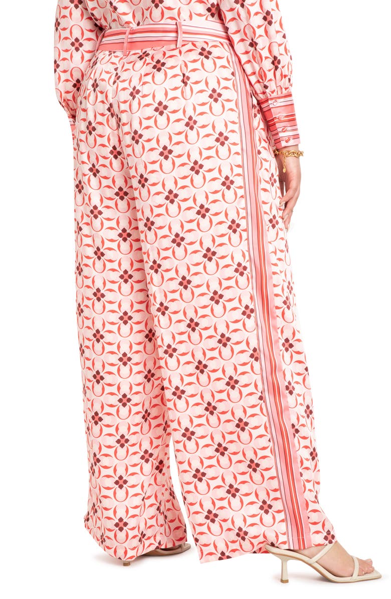 ELOQUII Floral High Waist Wide Leg Trousers, Alternate, color,