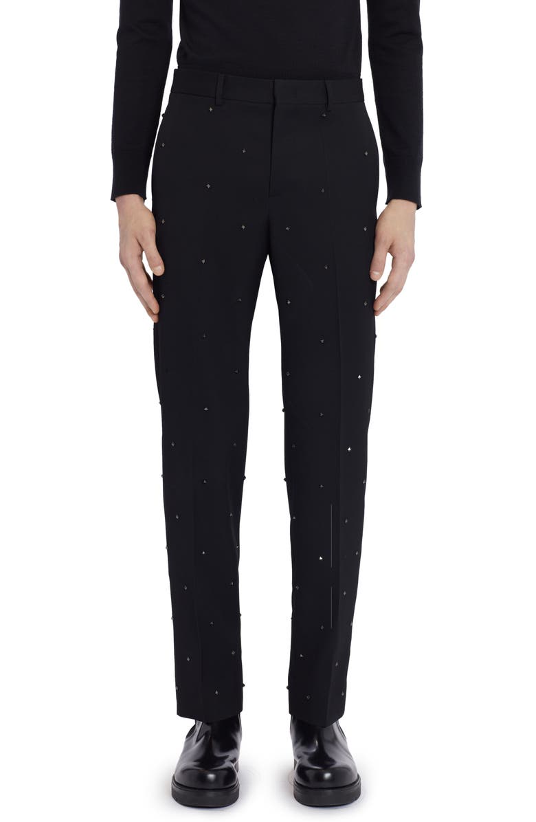 Valentino Garavani Rockstud Wool Pants, Main, color,
