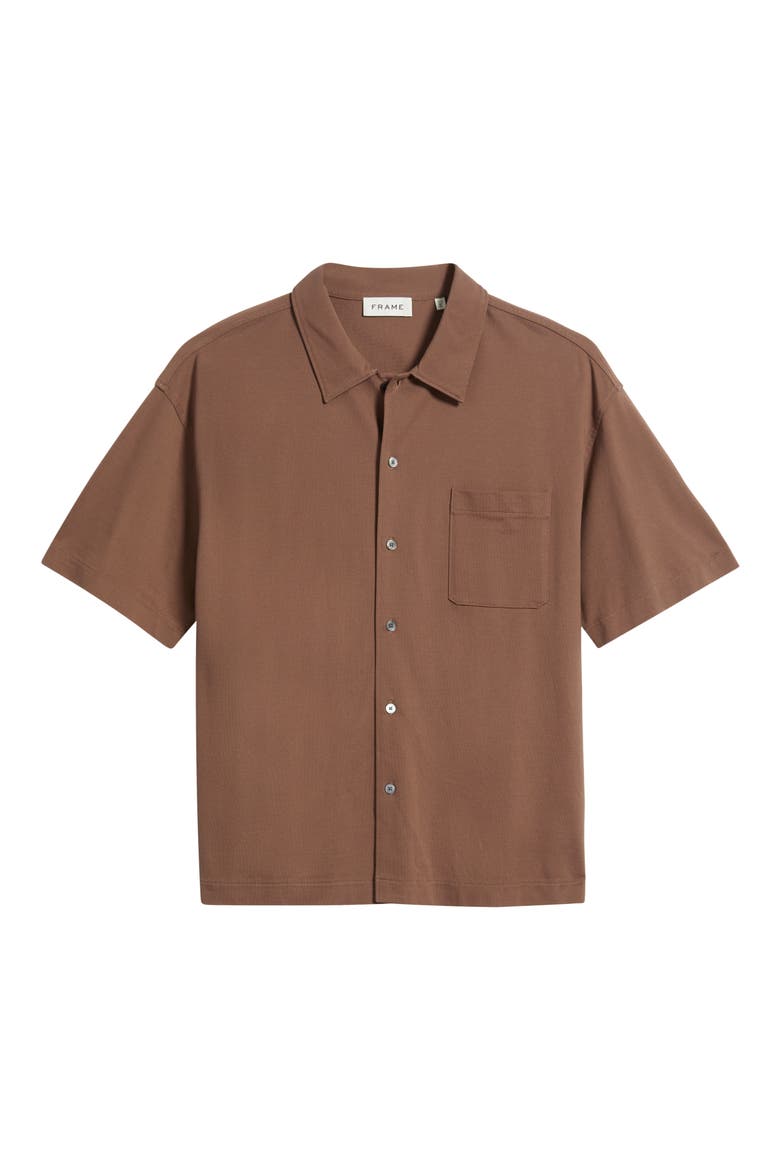 Short Sleeve Piqué Button-Up Shirt, Alternate, color, MAUVE