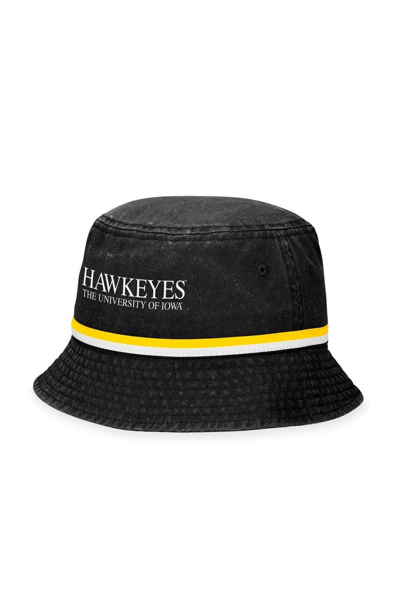 TOP OF THE WORLD Men's Top of the World Black Iowa Hawkeyes Ace Bucket Hat, Main, color, Black