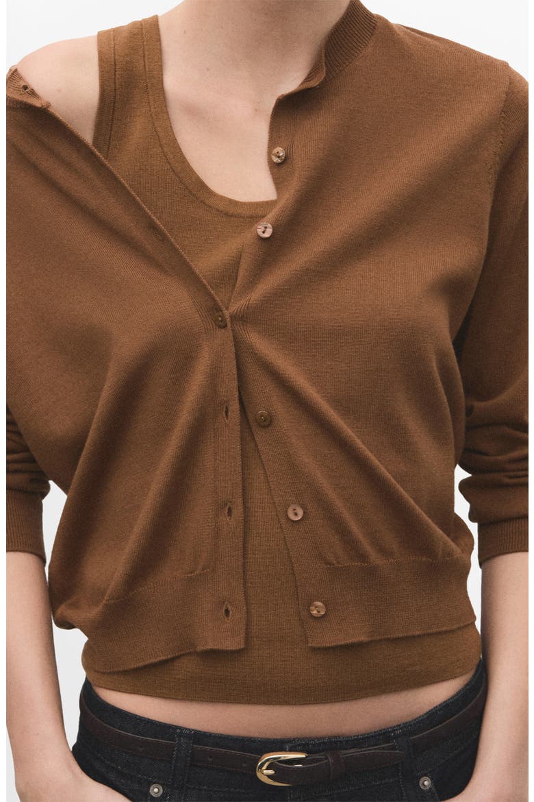 Wool & Cotton Cardigan, Alternate, color, TOBACCO BROWN
